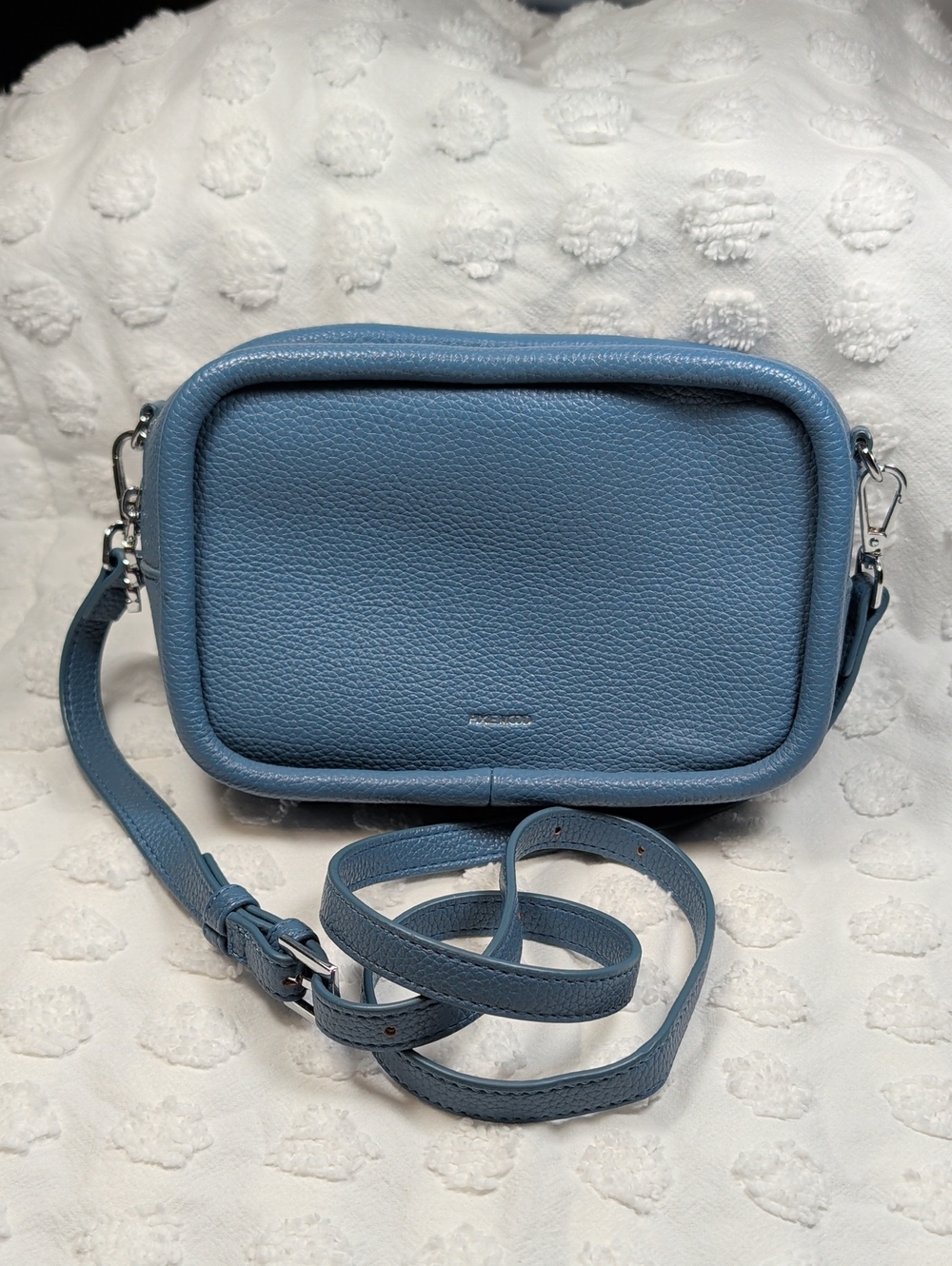 Pixie Mood Slate Blue Pebbled Leather Crossbody Bag Adjustable Strap